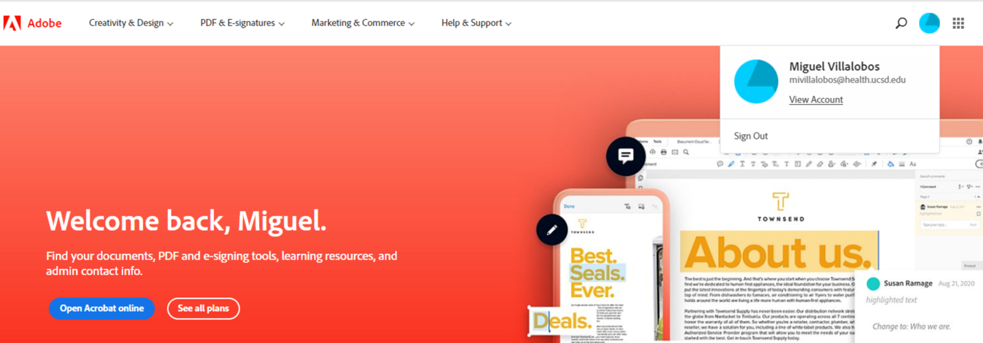 Adobe Cloud Succesful Login